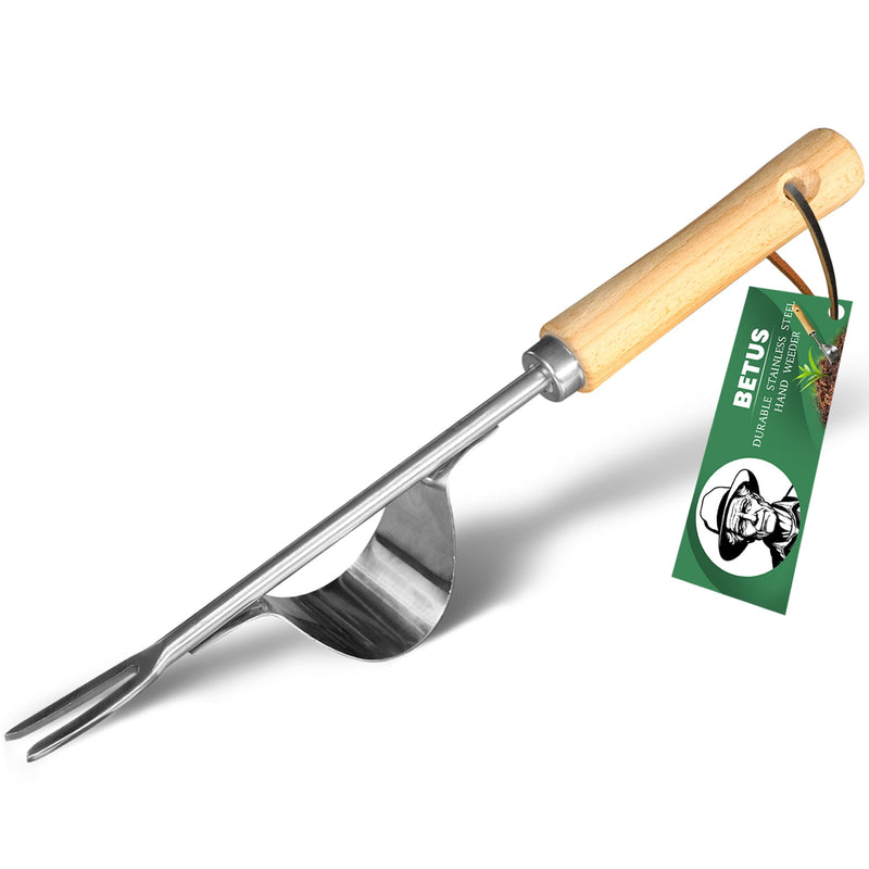 Betus Manual Hand Weeder - Bend-Proof Leverage Base for Super Easy Weed Removal & Deeper Digging - Sturdy Chrome Plated Steel - Compact Garden Weed Puller Tool for Yard Lawn and Farm - NewNest Australia