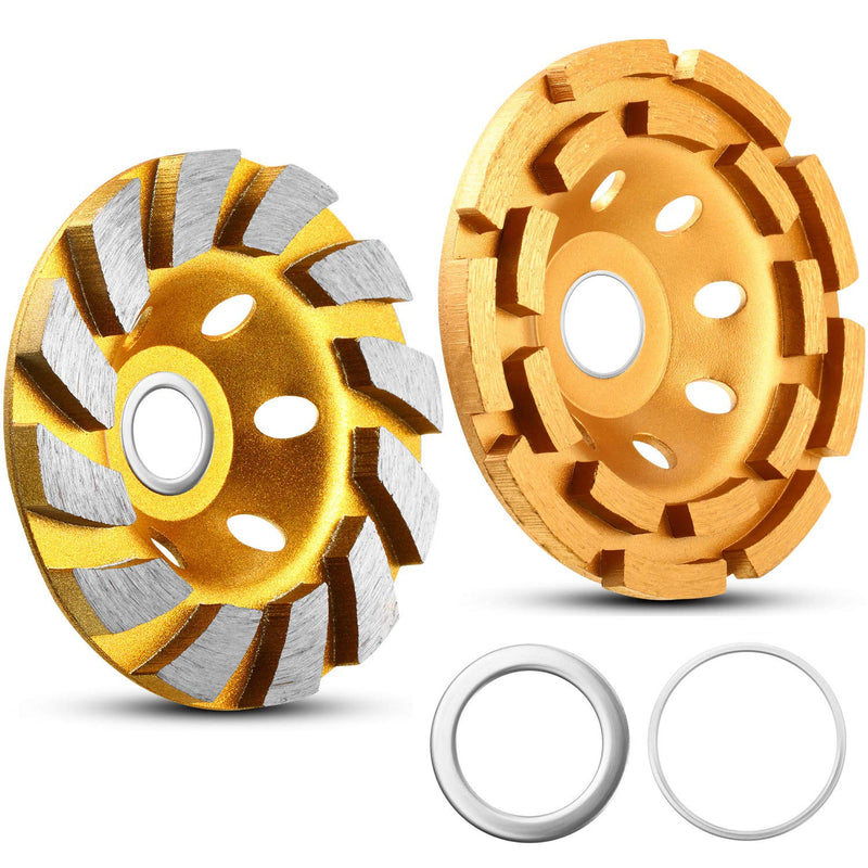 Mudder 4 1/2 Inch Concrete Grinding Wheel 2 pcs Double Row Diamond Grinding Wheel 4 Inch 12 Segment Turbo Row Grinding Wheel Angle Grinder Disc for Grinder Polishing and Cleaning Stone Elegant Style 2.0