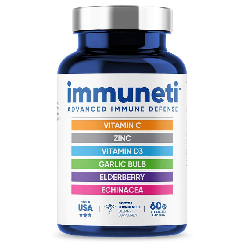Immuneti - Advanced Immune Defense, 6-in-1 Powerful Blend of Vitamin C, Vitamin D3, Zinc, Elderberries, Garlic Bulb, Echinacea - Supports Overall Health, Provides Vital Nutrients & Antioxidants 1 - NewNest Australia