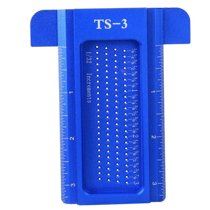 Precision Marking T-Rule, Aluminum Alloy Hole Positioning Scribing Gauge Woodworking Measuring Tool(Blue)