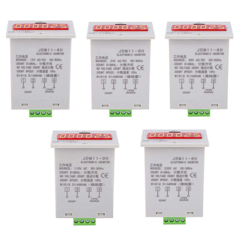 Electronic Counter,JDM11-6H No Voltage Counter 6 Digits Electronic LED Digital Display Counter Relay(AC220V)