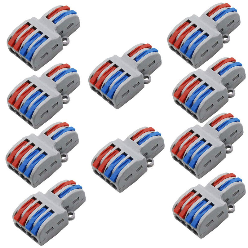 10PCS Mini Fast Wire Connector Universal Wiring Cable Connector Push-in Conductor Terminal Block ，Quick Splice Terminal Blocks Wire Connecting (2 in 4 Out)