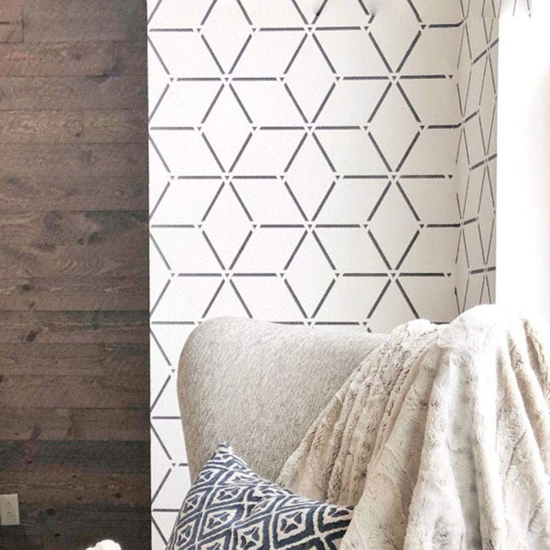 STENCILIT Rhombus Large Wall Stencil for Painting - 17x32In Stencil