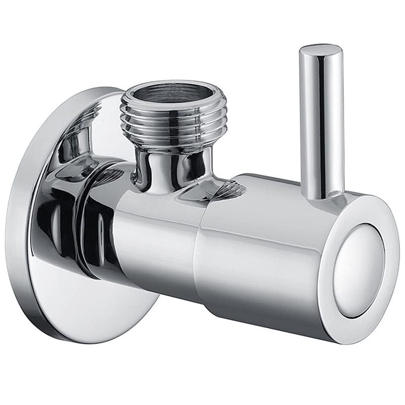 Earl Diamond Modern Solid Brass Angle Stop Valve Shut Off Quarter Turn Water Bathroom Shower Plumbing Commercial 1/2 inch Male IPS G1/2 Round Handle (Polished Chrome)