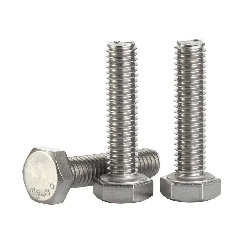 M8 x 30mm Hex Head Screw Bolts, Fully Threaded, Stainless Steel 18-8, Plain Finish, Quantity 25 M8-1.25 x 30mm