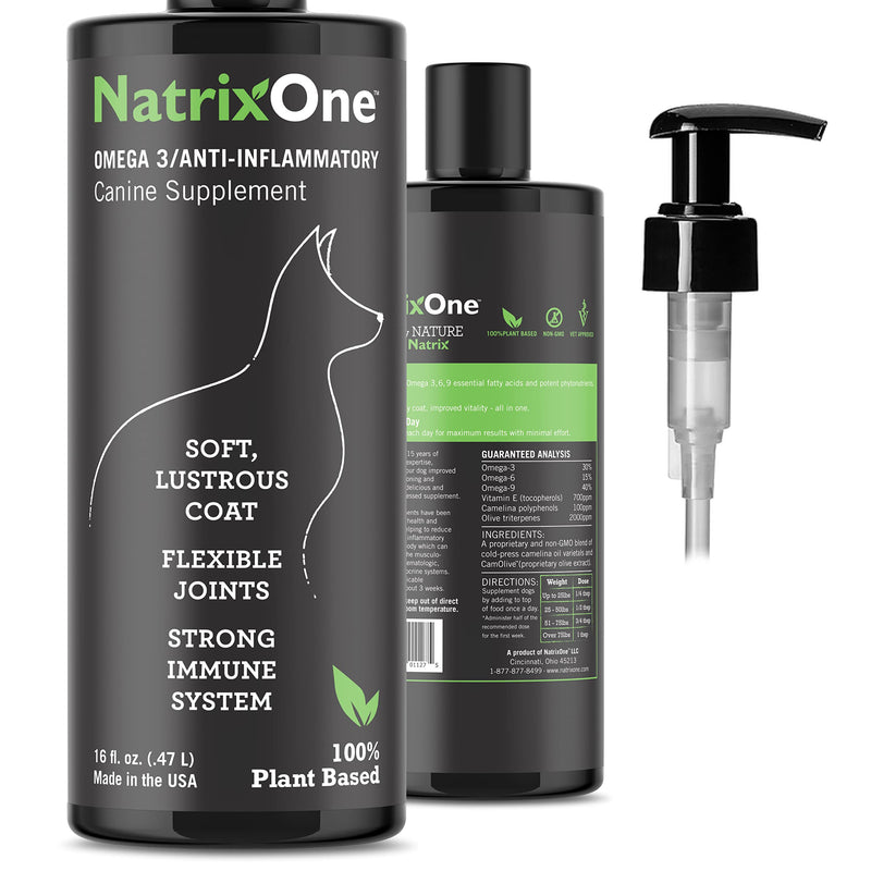 Omega 3 for Dogs 16 oz - All-Natural Skin and Coat Supplement - Supports Hearts, Joints, and Anti-inflammatory Systems - Made with Camelina Oil by NatrixOne - PawsPlanet Australia