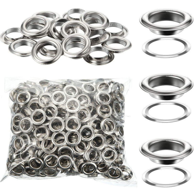 WILLBOND 500 Pieces Grommet and 500 Pieces Washer Grommet Kit Finish Grommet Eyelet for Clothes Fabric Leather Tag Bag (Silver, 1/2 Inch) Silver
