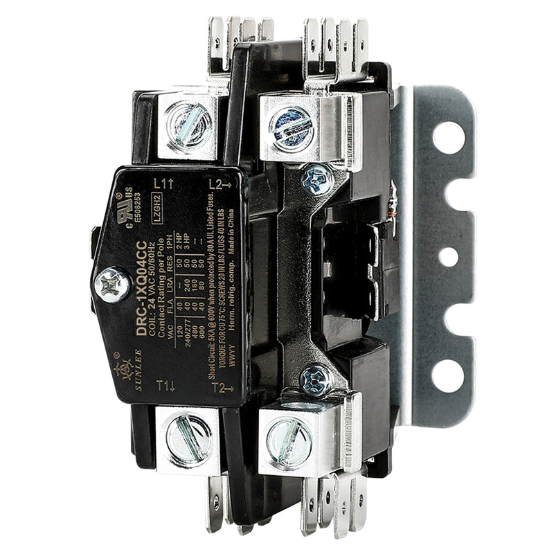 SUNLEE UL 1 Pole 40 Amp Contactor with 24V Coil for AC Air Conditioner Condenser Heat Pump Universal Fit 1P 40A 24V