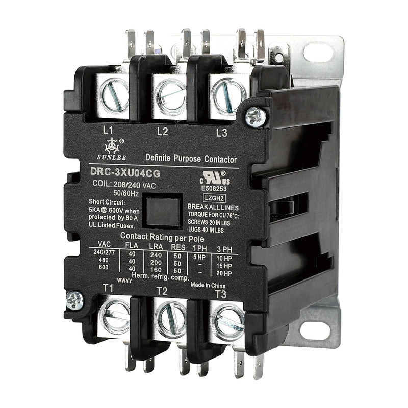 SUNLEE 3 Pole 40 Amp contactor 240V coil UL Recognized A2L Compliant OEM fits Siemens 42CF35AG equivalent DP Contactor HVAC Contactor 3P 40A 208/240VAC