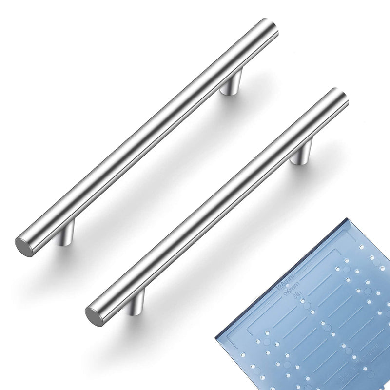 Ravinte 30 Pack | 7.38'' Cabinet Pulls Brushed Nickel Stainless Steel Kitchen Drawer Pulls Cabinet Handles 7-3/8”Length, 5” Hole Center with Mounting Template 7.38 Inch (5 Inch Hole Center)