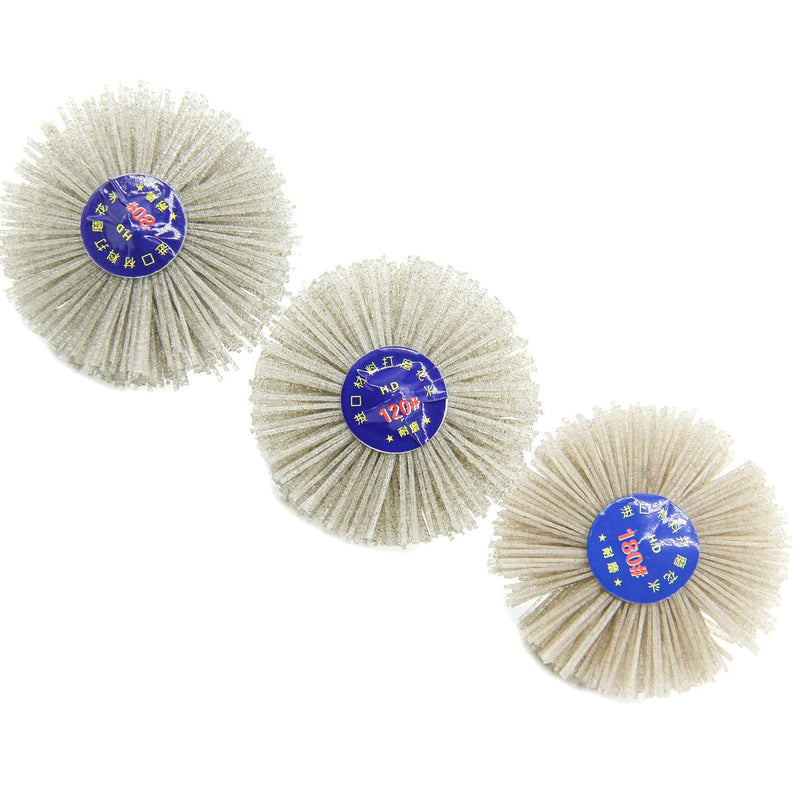 Woodwork Polish Grinder, Nylon Wheel Brush Abrasive, Grinding Head with 6mm Threaded Shank, Abrasive Nylon Wheel Brush, Sanding Mop, Abrasive Wheel (80/120/180# 3Pcs) 80/120/180# 3Pcs - NewNest Australia