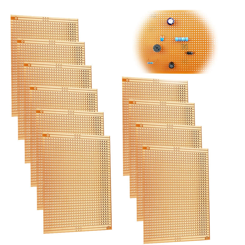 YUNGUI 10 Pieces 73mm x 100mm Circuit Board Copper Strip Board,957 Holes PCB Board Prototype perfboard Kits for Soldering and DIY Electronic Project with Arduino Kits