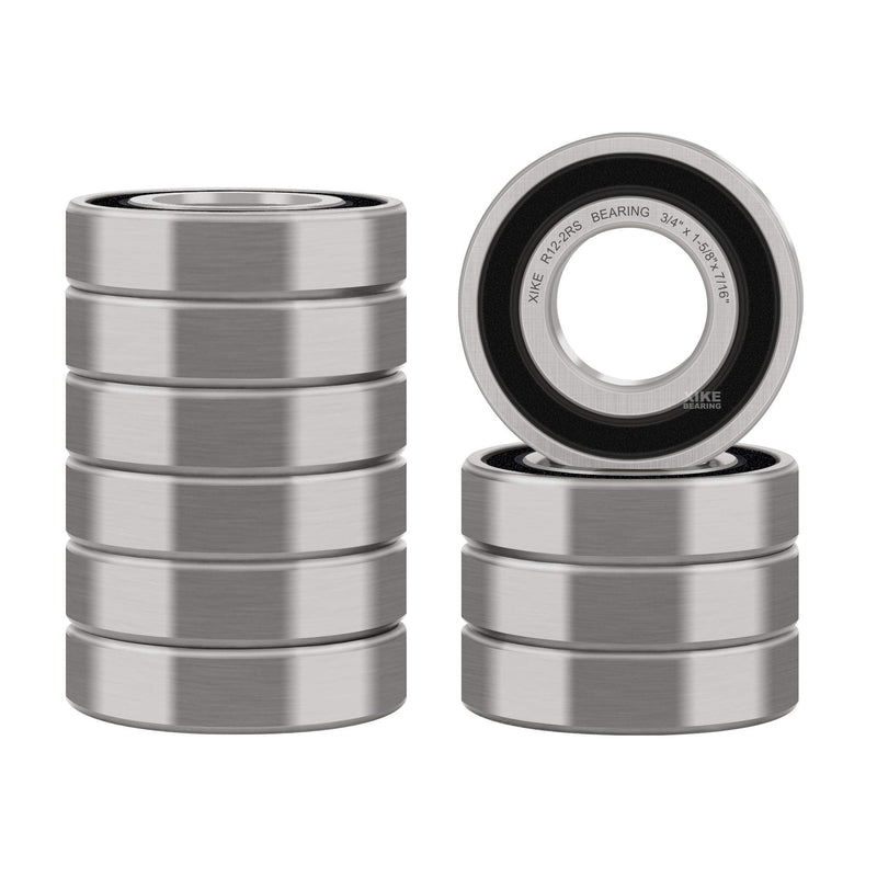 XiKe R12-2RS Double Rubber Seal Bearings 3/4" x 1-5/8" x 7/16", Deep Groove Ball Bearings Pack of 10pcs 10 R12-2RS Size 3/4"x1-5/8"x7/16"