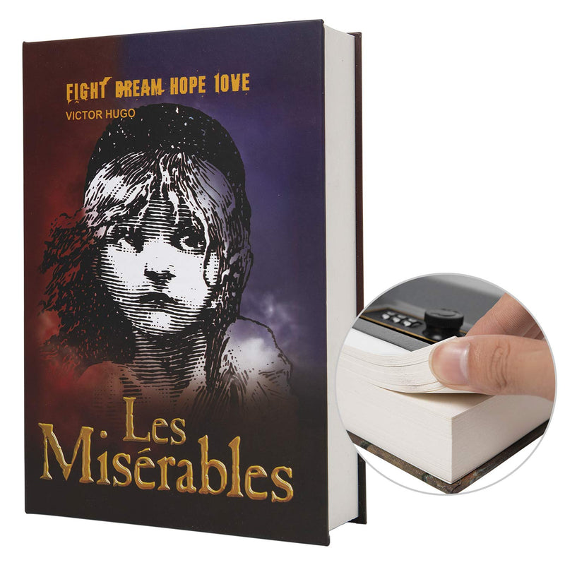 Real Paper Transfer Book Safe, Hollow with Secret Hidden Compartment, Combination Lock, 8.7"×6"×2" (Les Miserables-Combination) Les Miserables-Combination