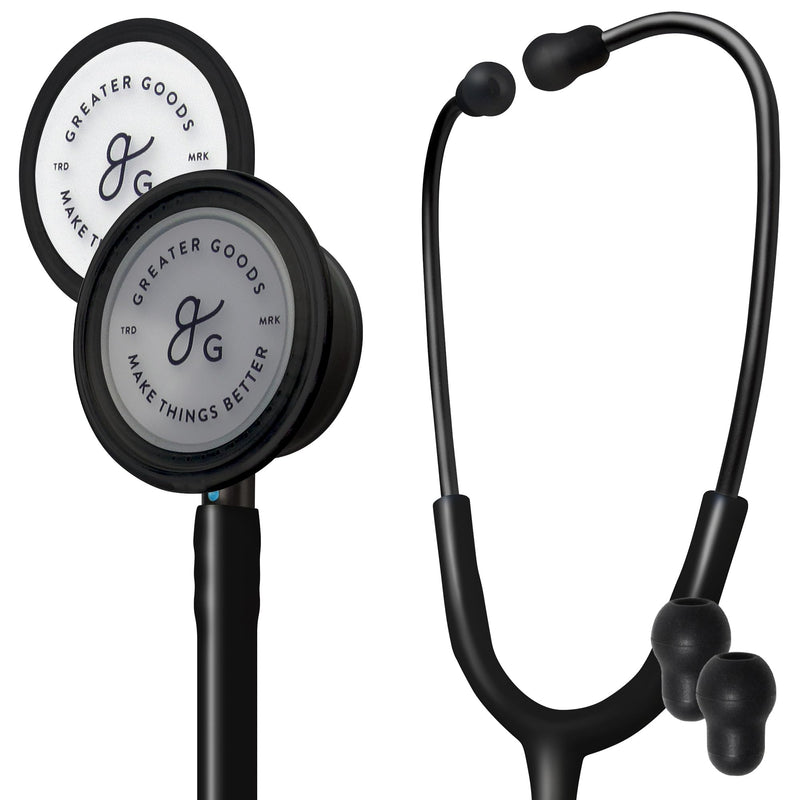 Greater Goods Dual-Head Stethoscope – Clinical Grade, Lightweight, High-Precision Sound, Ideal for Doctors, Nurses, Students, and Medical Professionals (Triple Black) Triple Black