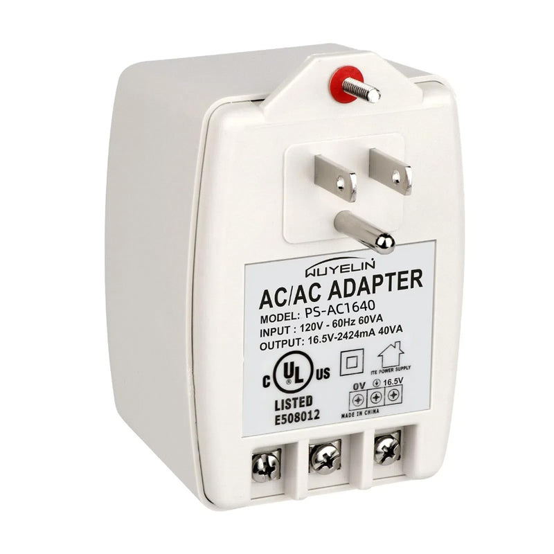16.5V 40VA Burglar Alarm Systems and Doorbell Transformer,16.5V Plug in Transformer Compatible with All Versions of Doorbell ，Most Security Panels