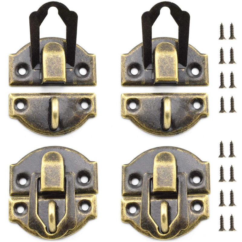 SDTC Tech 4-Pack Antique Bronze Decorative Hasp Retro Jewelry Box Latch with Matching Screws for Cabinet Drawer Wooden Crafts 4 Pack