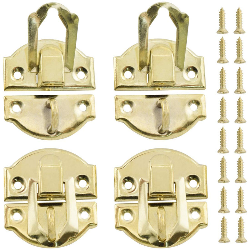 SDTC Tech 4-Pack Antique Decorative Hasp Retro Jewelry Box Latch with Matching Screws for Cabinet Drawer Wooden Crafts - Gold 4 Pack