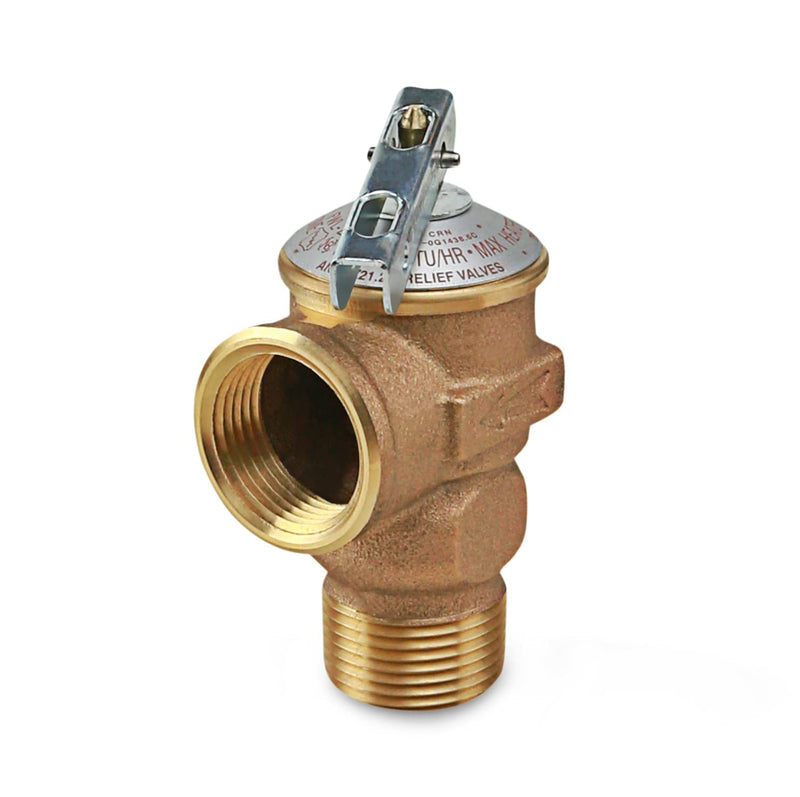 Midline Valve GUHW-QSW256 Pressure Relief Valve for Tankless Water Heater, Forged Brass, 3/4 in. FIP x MIP Single Pack 3/4 in.
