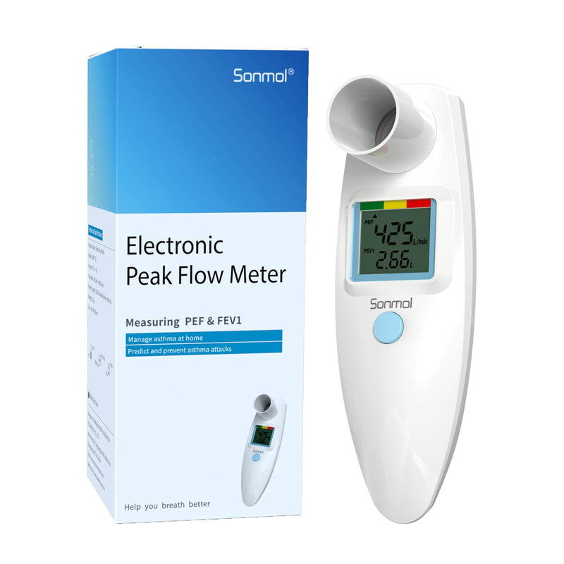 Digital Peak Flow Meter Spirometer Asthma COPD for Adult Kids Portable PEF Forced Expiratory Volume FEV1 Lung Tester Home Medical