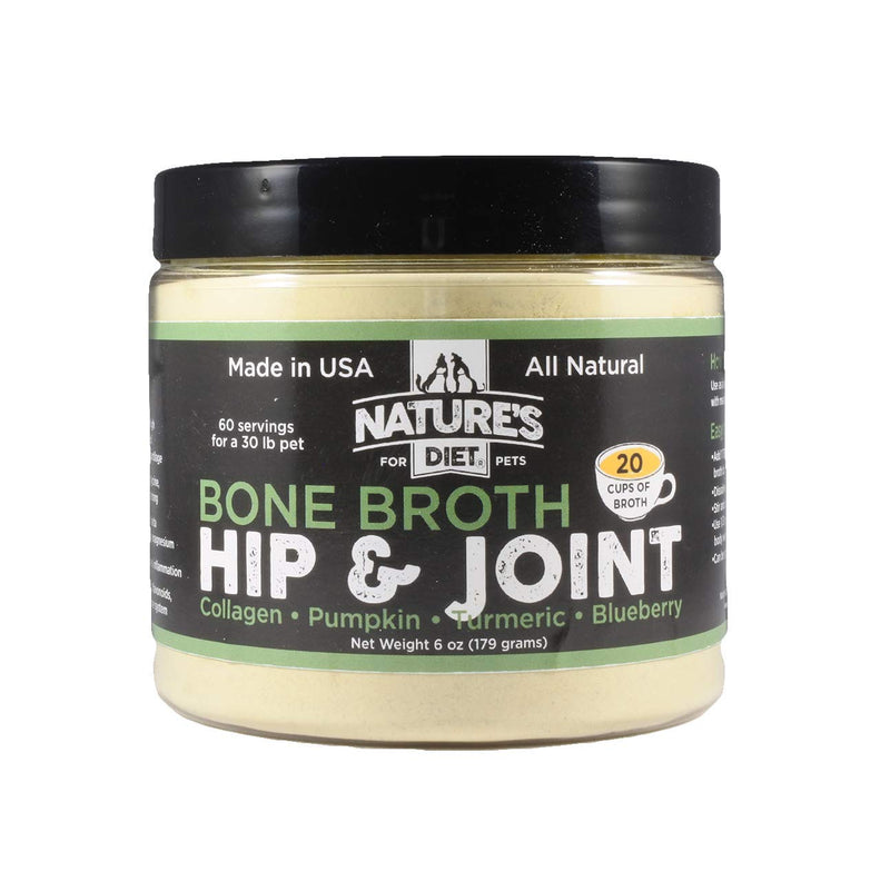 Nature's Diet Pet Original Bone Broth Protein Powder with Functional Benefits for Hip and Joint, Digestion, Skin and Coat (Hip & Joint, 6 oz = 60 Servings) Hip & Joint 6 Ounce (Pack of 1) - PawsPlanet Australia
