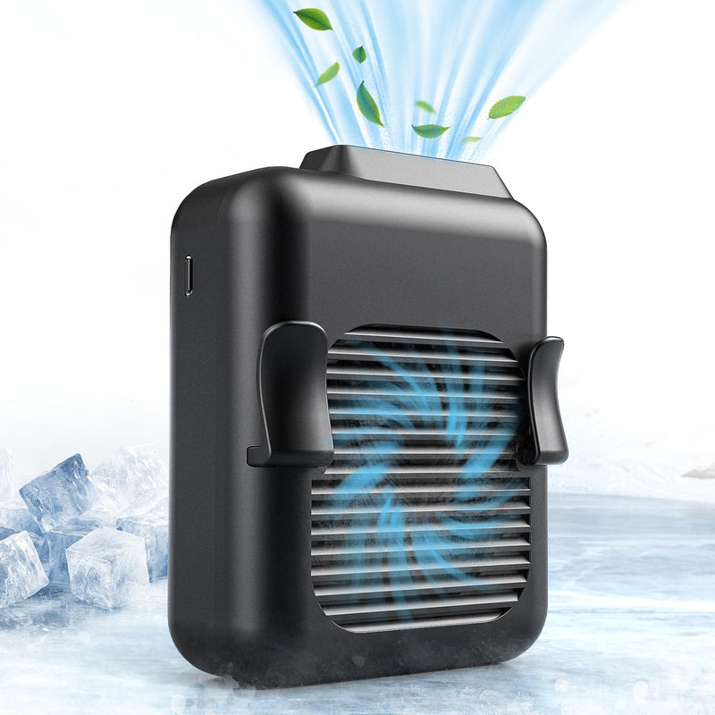 Koonie Portable Mini Waist Belt Fan Rechargeable, 23h Use Time, 5100RPM Strong Airflow with 3 Speed Levels, Hands-free Necklace Fan for Blue Collar, Weeding, Personal Under Shirt Cooling for Outdoor 6000mAh 23H