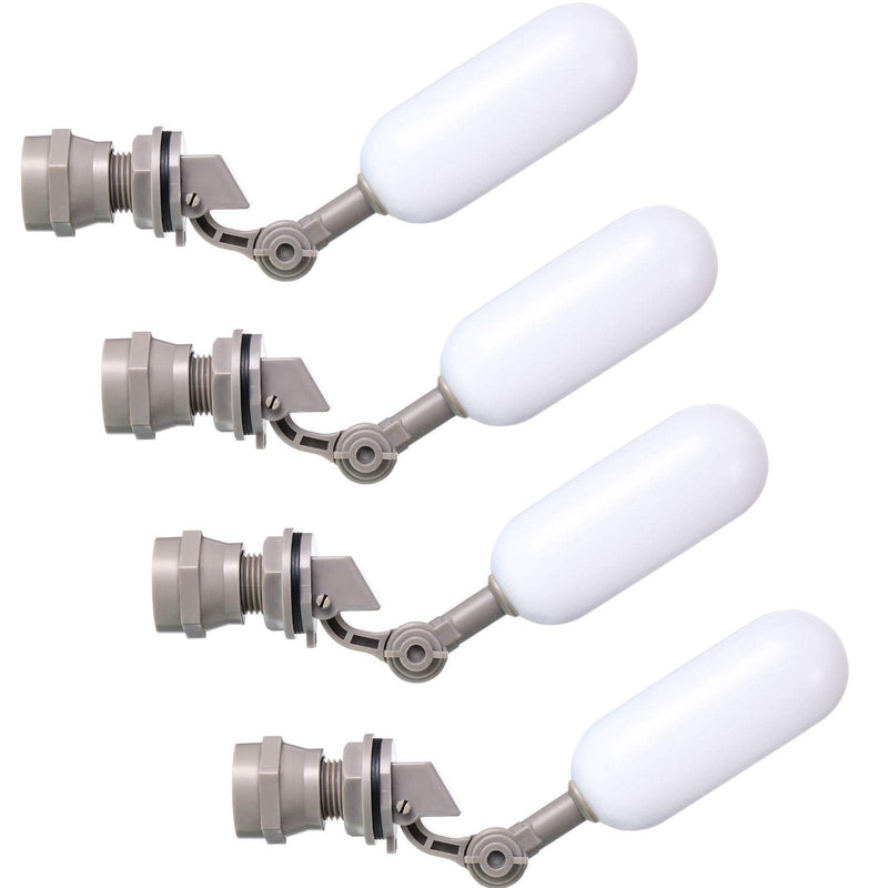 4 Pieces 1/2 Inch Float Ball Valve Plastic Water Float Valve Mini Plastic Float Valve with Adjustable Arm for Automatic Water Level Control of Water Tank 4