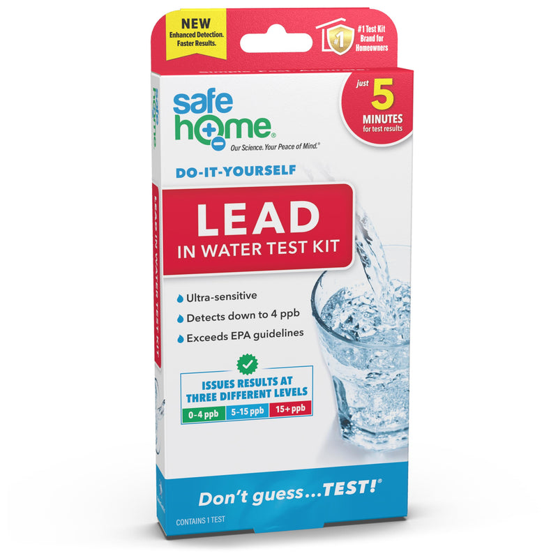 Safe Home® DIY Lead in Drinking Water Test Kit – Advanced Detection to 4 PPB – 5-Minute Test – 3 Levels of Test Results – EPA Lab Certified – Made in The USA – (1 Pack) Single Pack