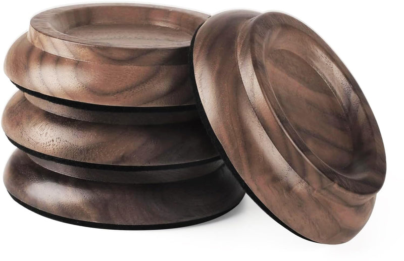 Upright Piano Caster Cups,Premium Quality Black Walnut Wood Piano Caster Pads, Furniture Leg Pad Set of 4,with Non-Slip Moisture-Proof& Anti-Noise Felt Pads for Hardwood Floor Protectors(Black Walnut)