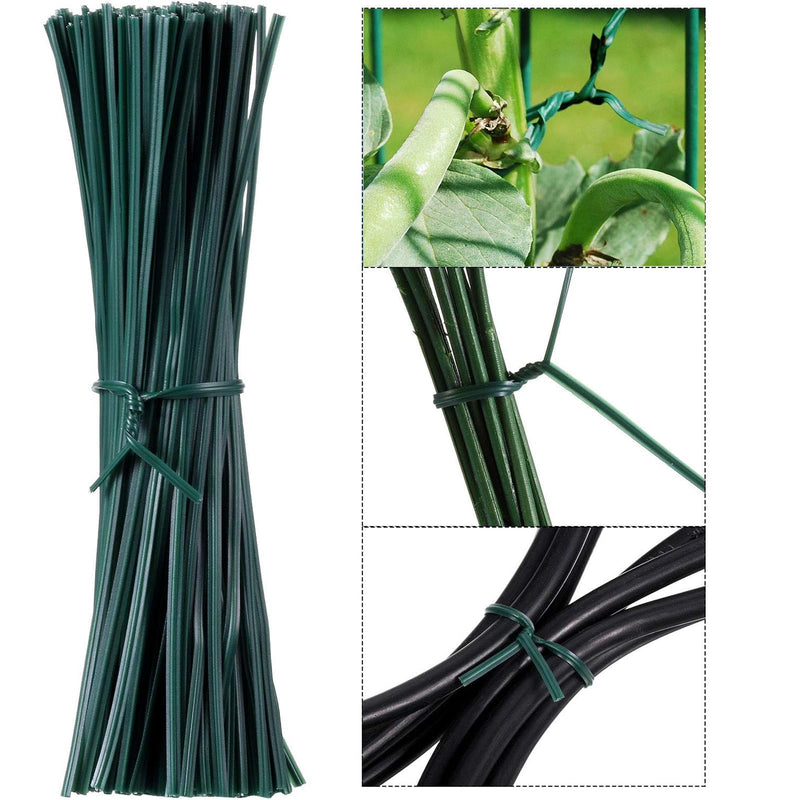 WILLBOND 200 Pcs 4.72'' Christmas Garden Plastic Twist Tie, PE Multi Function Twist Flexible Plant Ties, Christmas Tree Twist Tie Garden Plant Support, Cable Tie, Large Garbage Bag Bundle Green
