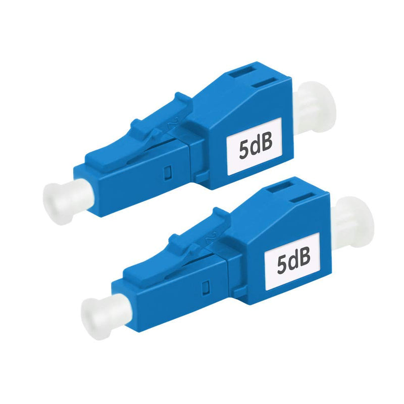 FLYPROFiber- 5dB LC Attenuator 5dB-2pack | dB Options: 3dB, 5dB, 7dB, 10dB, 15dB, 20dB | LC/UPC SM Single Mode Fixed Fiber Optic Attenuator, Male-Female 5db/LC 2