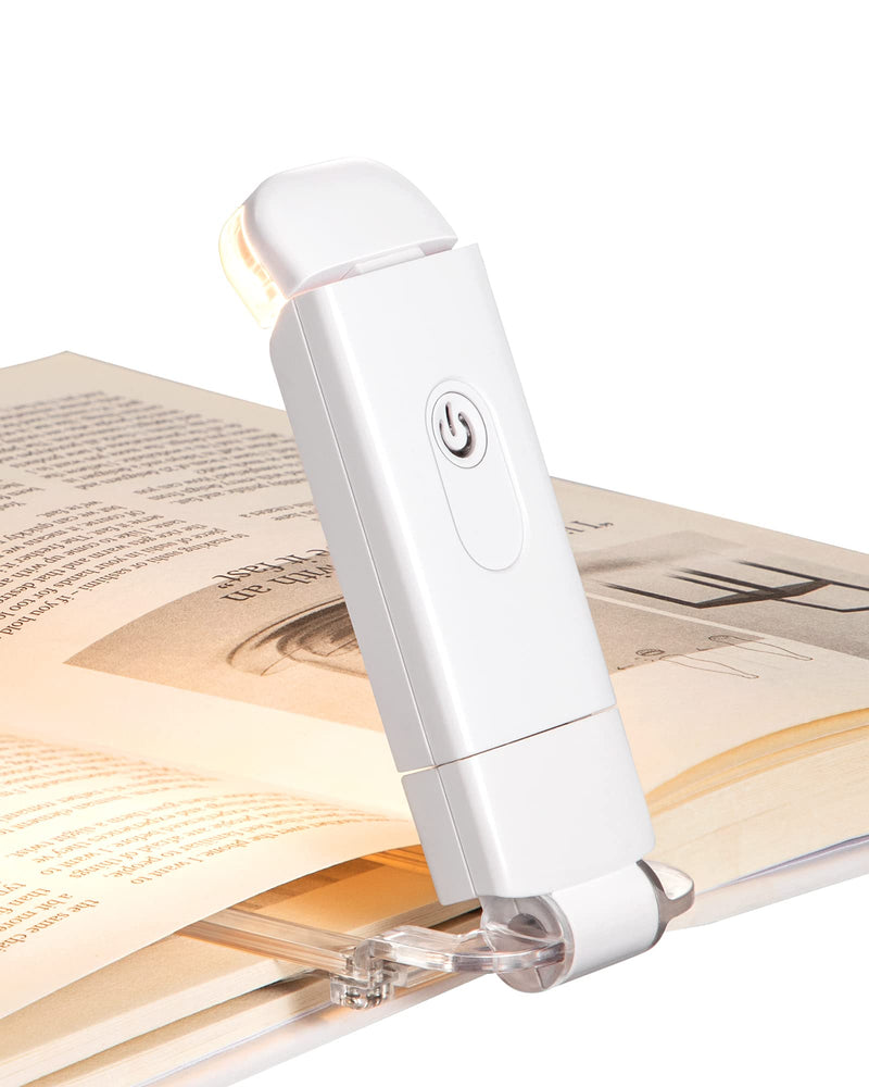 DEWENWILS Book Reading Light, Rechargeable Booklight for Reading at Night, Clip on LED Book for Kids, Bookworms, Blue Light Blocking, 4 Brightness Adjustable for Eye Care (White) White