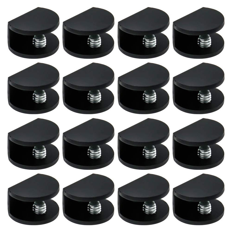 LC LICTOP Adjustable Aluminum Alloy Glass Clamp Clip Holder Black Half Round for 0.2"-0.31" Glass 16pcs Half Round - for 0.2" to 0.31" Glass Aluminum Alloy -Matte Black -16pcs