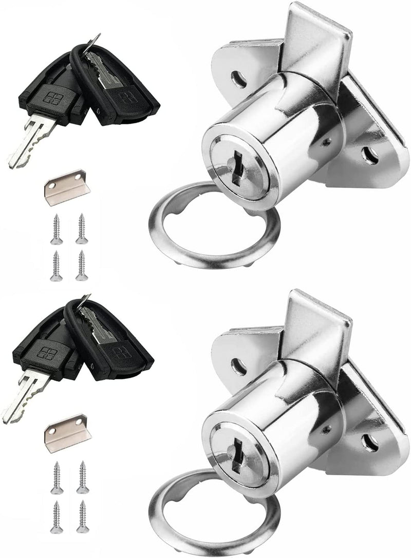 801 Office Furniture Desk Drawer Lock Cabinet Door Locker with 2 Keys 7/8 in. Outside Diameter (2 Packs, chome, keyed different2) 801 Keyed Different Chrome, 2PACK