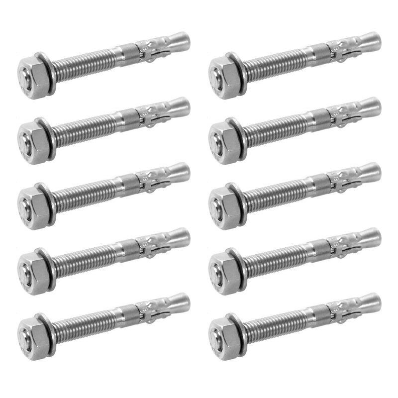 QWORK 10 Pack 5/16" X 2-3/4" 316 Stainless Steel Wedge Anchor for Office, Garage, Marine 5/16" X 2-3/4"