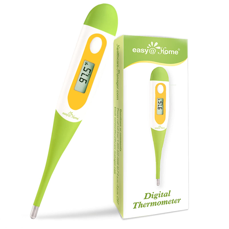 Digital Oral Thermometer for Adult and Kid, Easy@Home Accurate Fast Reading Body Temperature Thermometer for Oral and Underarm Measurement with Fever Alarm，EMT-021B-Green Green
