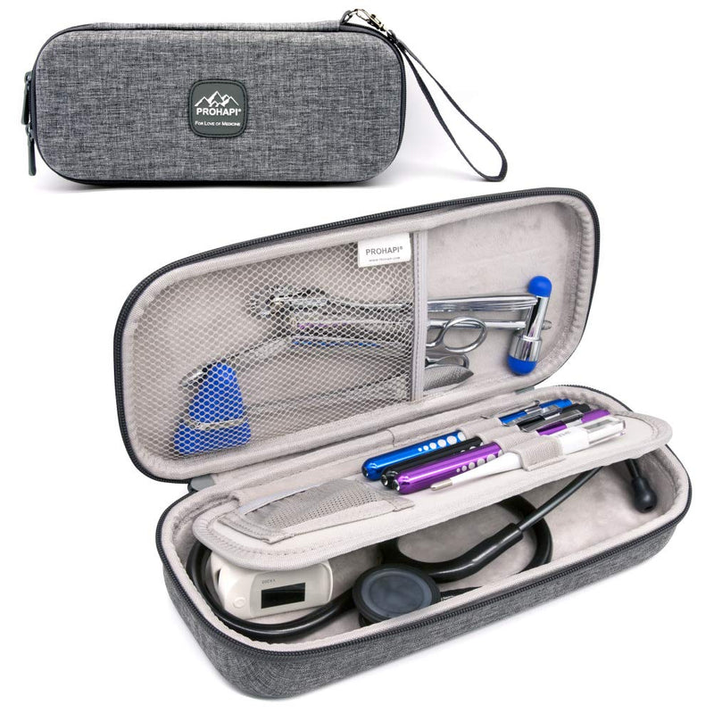 Hard Stethoscope Case, Large Stethoscope Carrying Case with ID Slot, Compatible with 3M Littmann/ADC/Omron/MDF Stethoscope Includes Mesh Pocket for Nurse Accessories (Volcanic Grey) Volcanic Grey