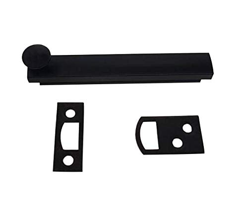 QCAA Heavy Duty Solid Brass Concealed Surface Bolt, 4", Matte Black, 1 Pack, Made in Taiwan 1pack