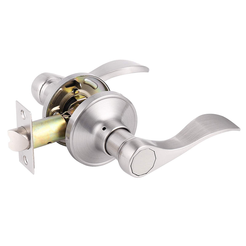 Gobrico 1 Pack Passage Door Handle in Satin Nickel, Interior Closet Hallway Drop Style Door Lever, Heavy Duty Door Knob Without Locking