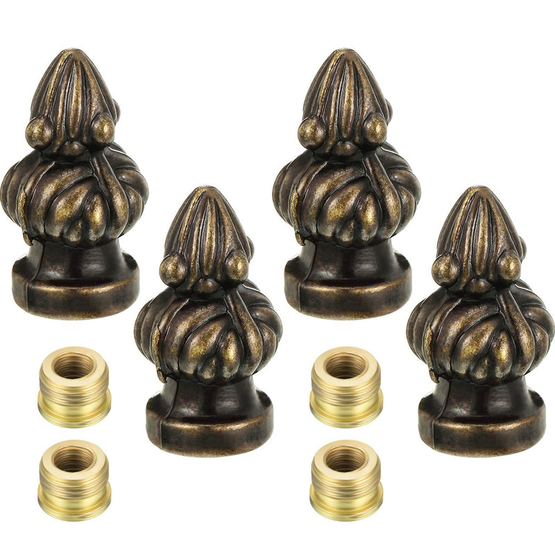 4 Pack Lamp Finial Cap Knob Antique Brass Lamp Finial Thread 1-3/8 inch High Retro Finial Decorations
