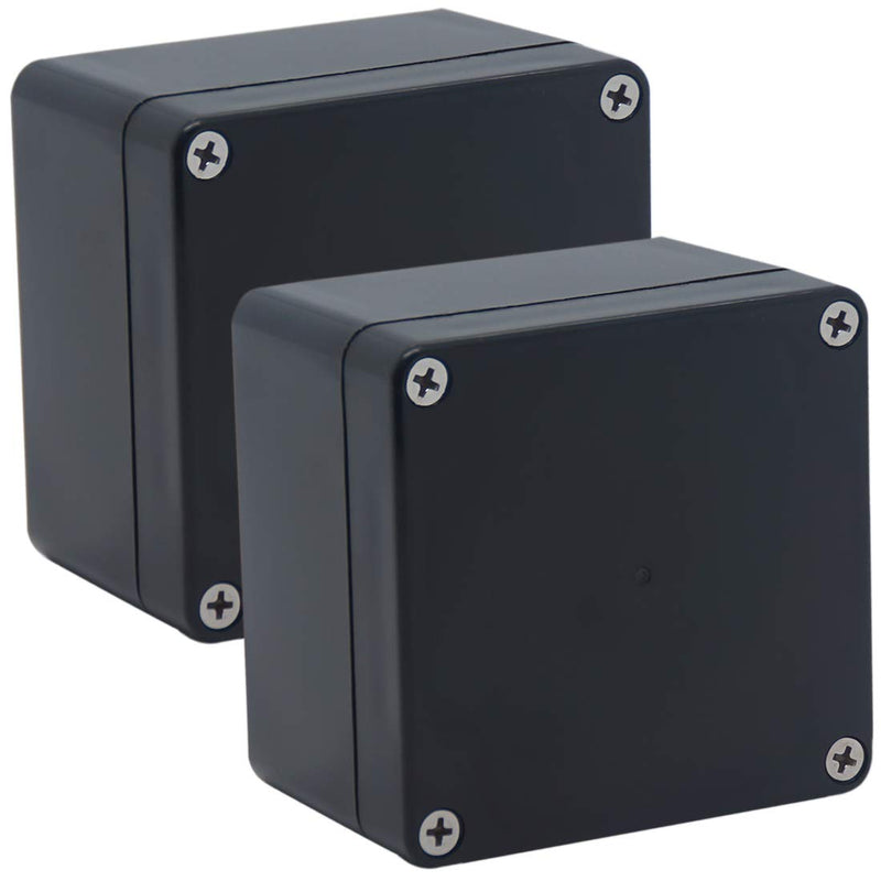 2 Pack Project Box IP65 Waterproof Junction Box ABS Plastic Black Electrical Boxes DIY Electronic Project Case Power Enclosure 3.27"x3.19"x2.2"(83x81x56mm) 3.27"x3.19"x2.2"(2Pcs)