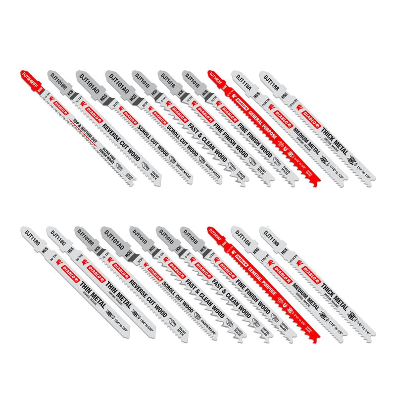 Diablo Jig Saw Blade Set for Wood, Metal and Plastics - DJT20S