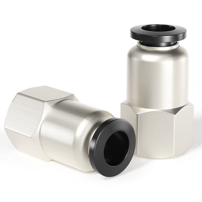 TAILONZ PNEUMATIC Female Straight 1/2 Inch Tube OD x 1/4 Inch NPT Thread Push to Connect Fittings PCF-1/2-N2(Pack of 2) 1/2"OD-1/4"NPT