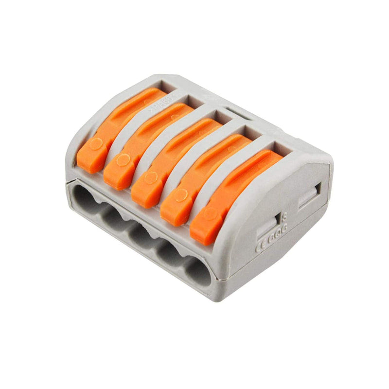 Lever Nut Wire Connector, 5 Port PCT-215, 50 Pack, Assortment Conductor Compact Wire Connectors Terminal Block Wire Push Cable Connector 5 Pole-50 Pack - NewNest Australia