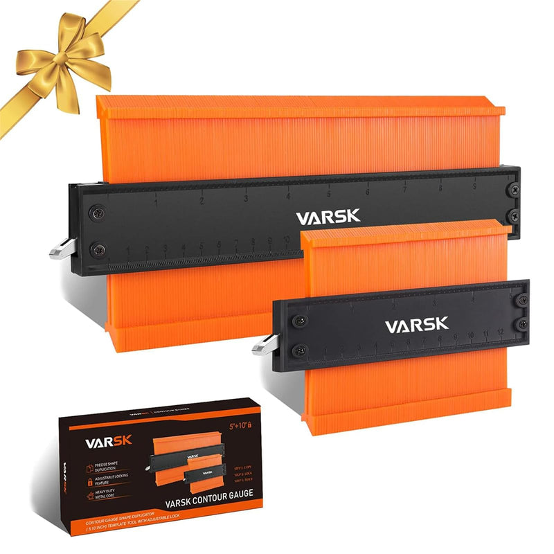 VARSK Contour Gauge Tool with Lock 5+10 Inch - Cool Gadgets for Men, Measuring Scribe Profile Tool, Birthday Gifts for Men Dad Him, Tools for DIY Handyman, Woodworking Tools for Measuring Flooring