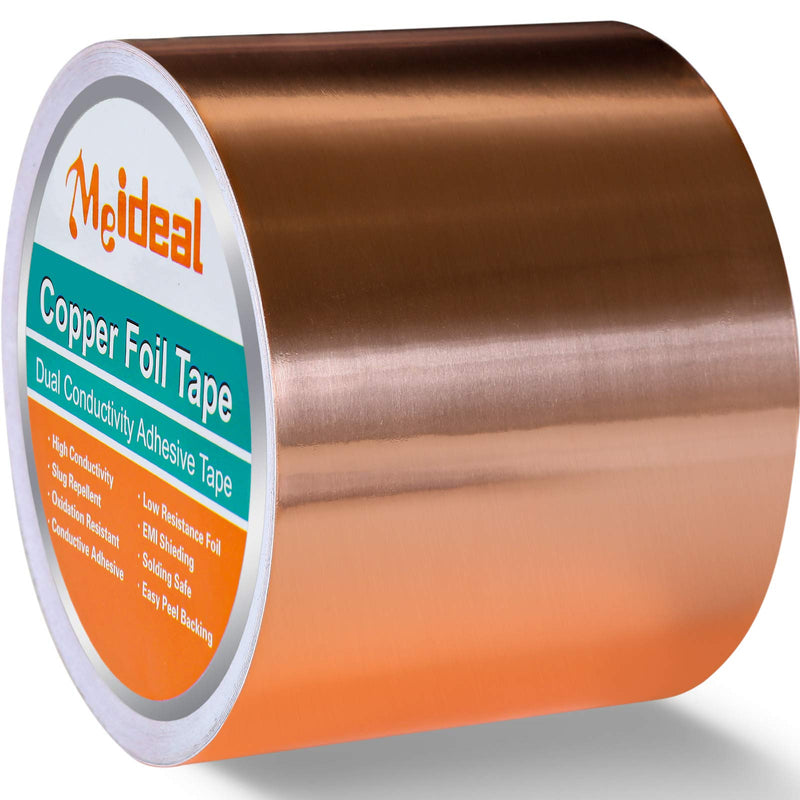 Copper Foil Tape (3inch X 33 FT) with Dual Conductive Adhesive Copper Tape for Guitar, Electrical Repairs, Arts & Crafts, Stained Glass, Paper Circuits, Soldering, Grounding, Home Decor 3inch X 33 FT