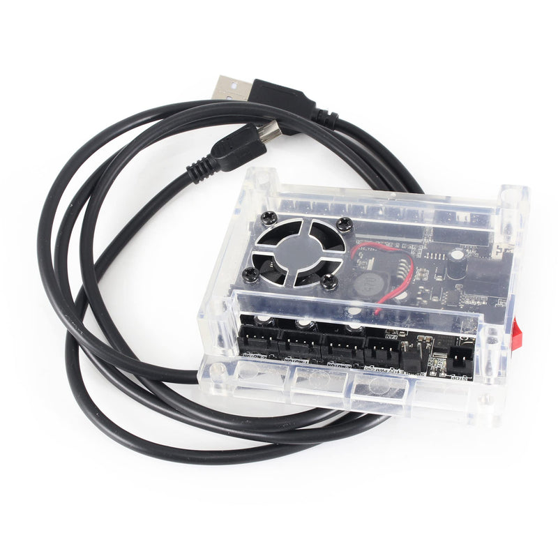RATTMMOTOR 3-Axis Update GRBL 1.1f CNC Controller with Emergency and Limit Switch Fuction, CNC Router Engraver Machine GRBL Controller Board with Fan Cooling for CNC Wood Router Machine Black