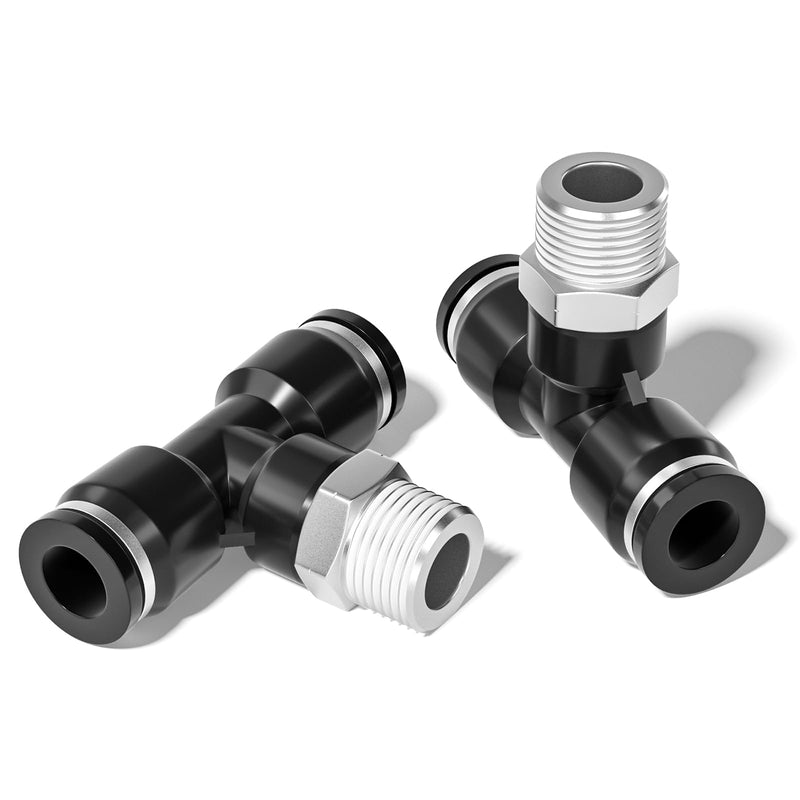 TAILONZ PNEUMATIC Male Branch Tee 3/8 Inch Tube OD x 3/8 Inch NPT Thread Push to Connect Fittings PT-3/8-N3 (Pack of 10) 3/8"OD x 3/8"MNPT