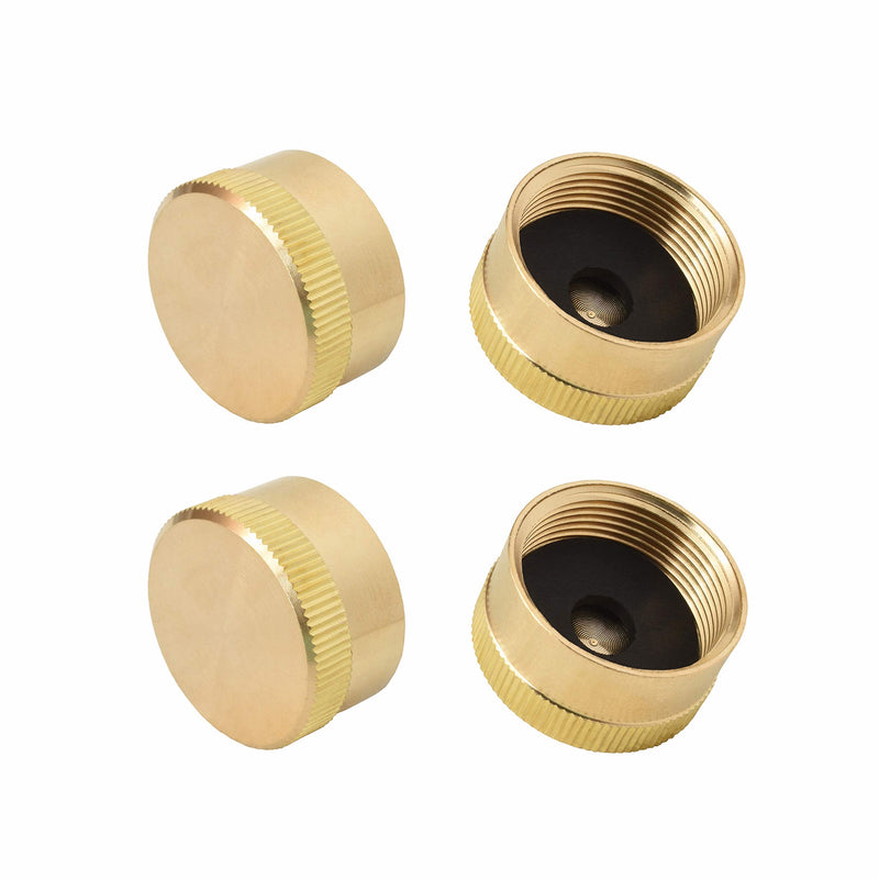 Flame King AB228 4-Pc Universal Solid Brass Caps for 1LB Propane Bottle Gas Tank Cylinders