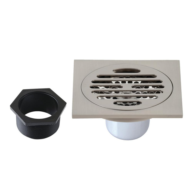 Kingston BSF4262BN 4" Brass Square Grid Shower Drain, Brushed Nickel